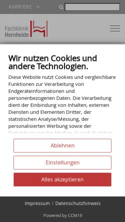 Vorschau der mobilen Webseite fachklinik-hornheide.de, Fachklinik Hornheide