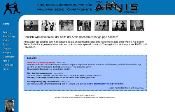 Vorschau von www.arnis-aachen.de, Arnis Hochschulsportgruppe Aachen