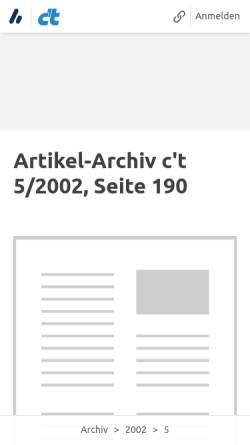 Vorschau der mobilen Webseite www.heise.de, c't 5/2002: Der Perfektionist