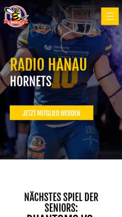 Vorschau der mobilen Webseite hanauhornets.de, Hanau Hornets