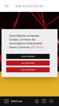 Vorschau der mobilen Webseite www.theater-erfurt.de, Theater Erfurt