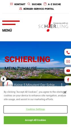 Vorschau der mobilen Webseite www.schierling.de, Markt Schierling
