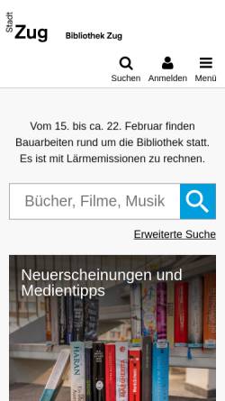 Vorschau der mobilen Webseite www.bibliothekenzug.ch, Stadt- und Kantonsbibliothek Zug