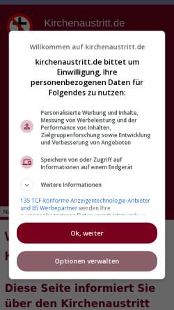 Vorschau der mobilen Webseite www.kirchenaustritt.de, Kirchenaustritt