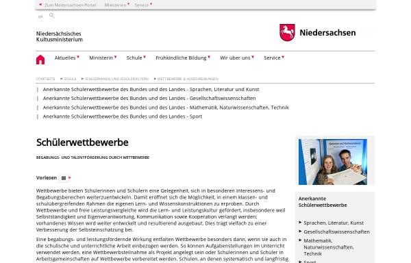 Vorschau von www.mk.niedersachsen.de, Begabungs- und Talentförderung durch Wettbewerbe