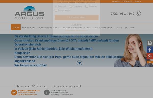 Vorschau von www.argus-augenklinik.de, ARGUS Augenklinik GmbH