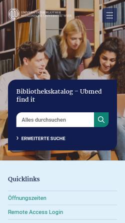 Vorschau der mobilen Webseite ub.meduniwien.ac.at, Universitätsbibliothek der Medizinischen Universität
