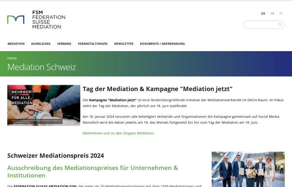 Vorschau von www.infomediation.ch, SDM-FSM - Schweizerischer Dachverband Mediation