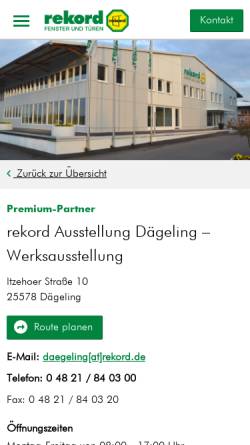 Vorschau der mobilen Webseite rekord.de, Rekord-fenster+türen GmbH & Co. KG