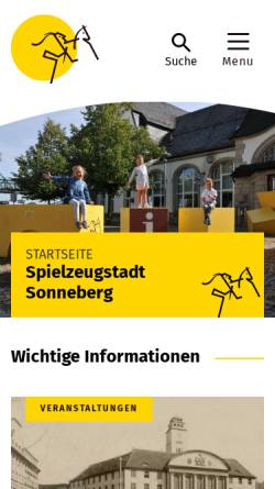 Vorschau der mobilen Webseite sonneberg.de, Spielzeugstadt Sonneberg