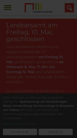Vorschau der mobilen Webseite www.landkreis-heilbronn.de, Landratsamt Heilbronn