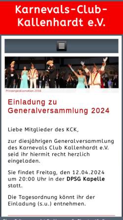 Vorschau der mobilen Webseite www.kc-kallenhardt.de, Karnevals-Club Kallenhardt e.V.
