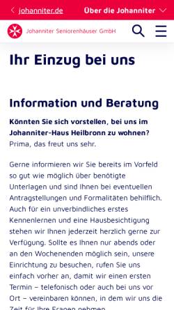 Vorschau der mobilen Webseite www.johanniter.de, Johanniter-Zentrum für Kinder- und Jugendpsychiatrie GmbH