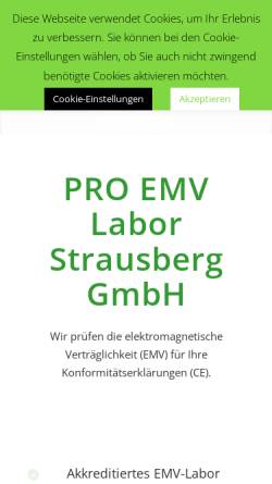 Vorschau der mobilen Webseite www.proemv.de, Pro EMV Labor Strausberg GmbH
