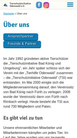 Vorschau der mobilen Webseite www.tierschutzinitiative-odenwald.de, Tierschutzinitiative Odenwald e.V.