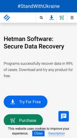 Vorschau der mobilen Webseite hetmanrecovery.com, Hetman Recovery