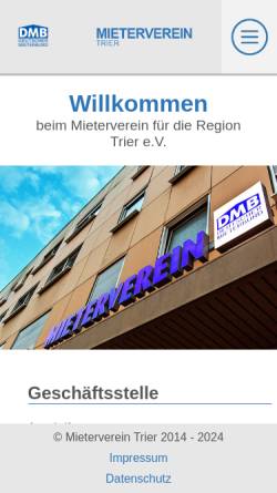 Vorschau der mobilen Webseite www.mieterverein-trier.de, Mieterverein Trier e.V.