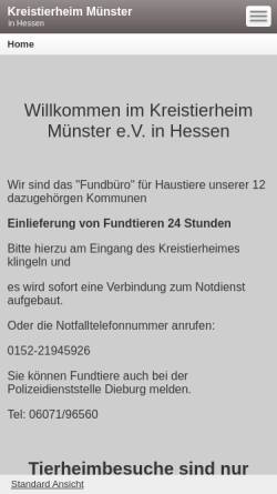 Vorschau der mobilen Webseite www.kreistierheim-muenster-hessen.net, Tierschutzverein Münster und Umgebung e.V.