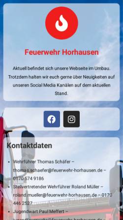 Vorschau der mobilen Webseite www.feuerwehr-horhausen.de, Freiwillige Feuerwehr Horhausen