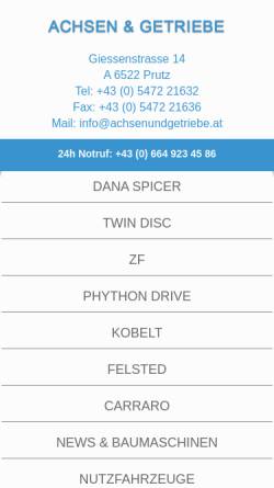 Vorschau der mobilen Webseite www.achsenundgetriebe.at, Achsen & Getriebe GmbH
