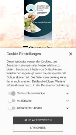 Vorschau der mobilen Webseite www.diabetiker-saar.de, DDB Deutscher Diabetiker Bund