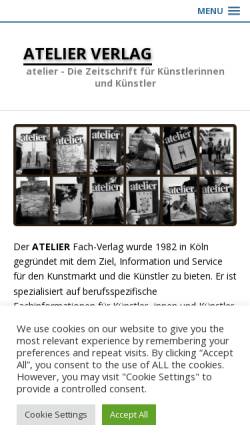 Vorschau der mobilen Webseite www.atelier-verlag.de, Atelier: Die Fachzeitschrift für bildende Künstler