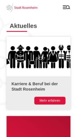 Vorschau der mobilen Webseite www.rosenheim.de, Stadt Rosenheim