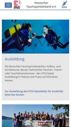 Vorschau der mobilen Webseite www.htsv.de, Hessischer Tauchsportverband e.V. (HTSV)