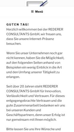 Vorschau der mobilen Webseite rederergmbh.de, Rederer Consultants GmbH