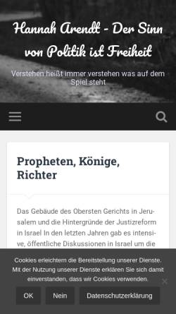 Vorschau der mobilen Webseite www.hannah-arendt.de, Hannah Arendt Preis für politisches Denken e.V.