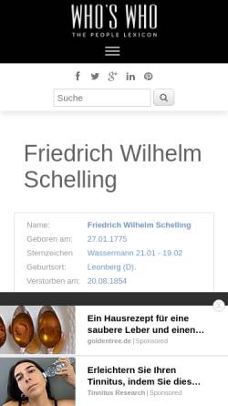 Vorschau der mobilen Webseite whoswho.de, Friedrich Wilhelm Joseph von Schelling