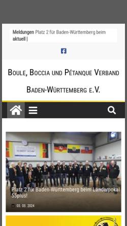 Vorschau der mobilen Webseite www.petanque-bw.de, Boule, Boccia und Pétanque Verband Baden-Württemberg e.V.