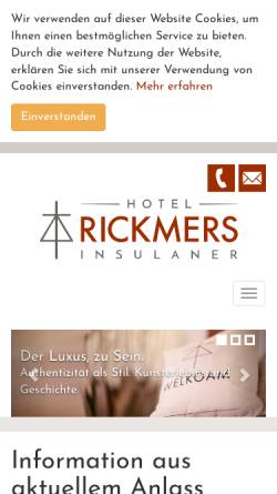 Vorschau der mobilen Webseite www.insulaner.de, Hotel Insulaner