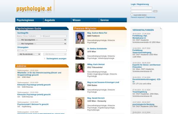 Vorschau von www.psychologie.at, Informationsdienst Psychologie Österreich
