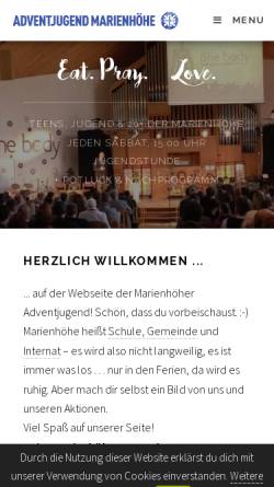 Vorschau der mobilen Webseite auf-der-hoehe.de, Adventjugend Darmstadt-Marienhöhe