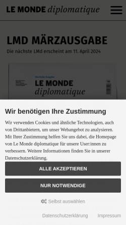 Vorschau der mobilen Webseite www.monde-diplomatique.de, Le Monde diplomatique