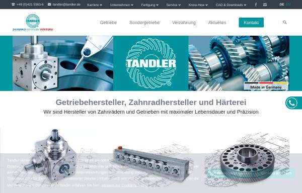Vorschau von www.tandler.de, Tandler Zahnrad- und Getriebefabrik GmbH & Co. KG