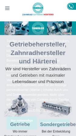Vorschau der mobilen Webseite www.tandler.de, Tandler Zahnrad- und Getriebefabrik GmbH & Co. KG