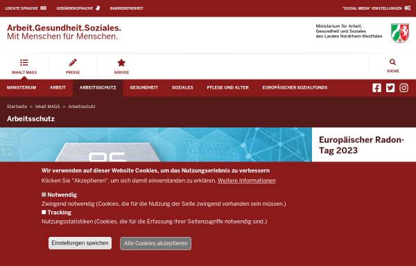 Vorschau von www.arbeitsschutz.nrw.de, Arbeitsschutz in Nordrhein-Westfalen