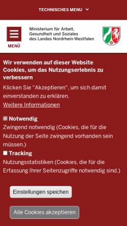 Vorschau der mobilen Webseite www.arbeitsschutz.nrw.de, Arbeitsschutz in Nordrhein-Westfalen