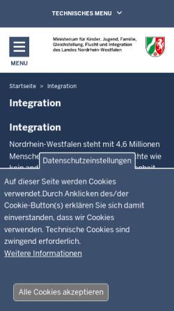 Vorschau der mobilen Webseite www.integration.nrw.de, Integration in Nordrhein-Westfalen