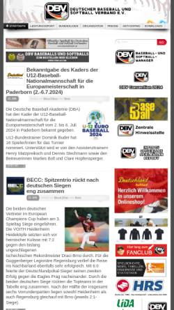 Vorschau der mobilen Webseite www.baseball-softball.de, Deutscher Baseball- und Softball-Verband