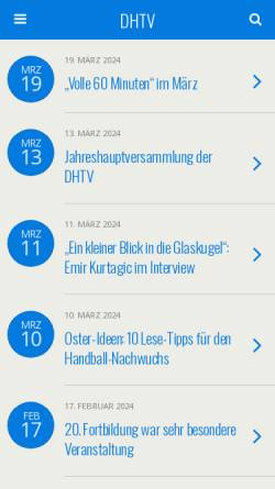 Vorschau der mobilen Webseite www.dhtv.de, Deutsche Handball Trainer Vereinigung
