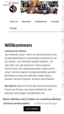Vorschau der mobilen Webseite www.bet-debora.net, Bet Debora - Frauenperspektiven im Judentum