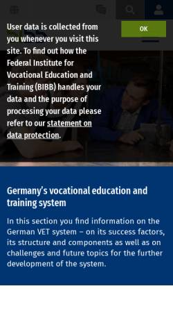 Vorschau der mobilen Webseite www.bibb.de, Bundesinstitut für Berufsbildung (BIBB)
