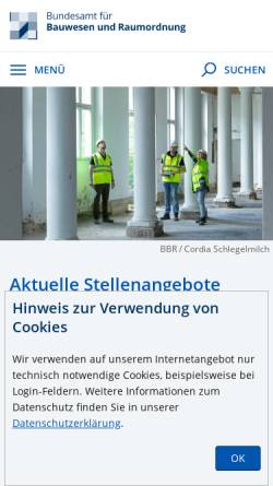 Vorschau der mobilen Webseite www.bbr.bund.de, Bundesamt für Bauwesen und Raumordnung (BBR)