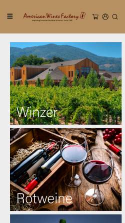 Vorschau der mobilen Webseite www.americanwines.ch, American Wines Factory AG auf die USA spezialisierte Weinhandlung