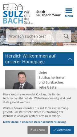 Vorschau der mobilen Webseite www.stadt-sulzbach.de, Stadt Sulzbach/Saar