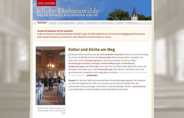 Vorschau von www.kirche-dannenwalde.de, Kirche Dannenwalde