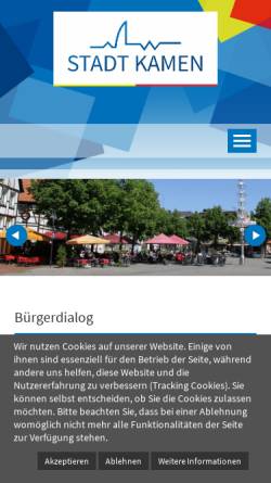 Vorschau der mobilen Webseite www.stadt-kamen.de, Stadt Kamen